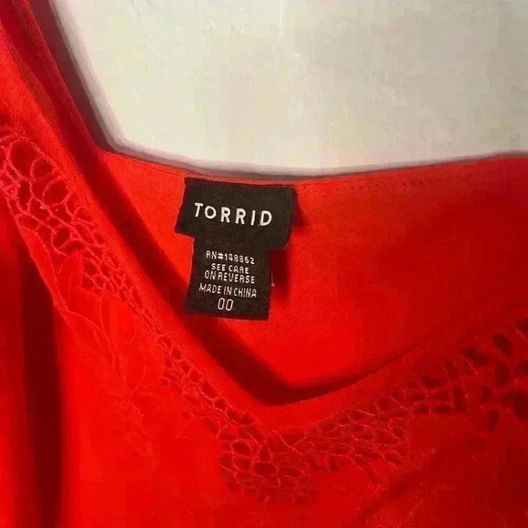 Torrid Orange Embroidered Chiffon Layered Cami Tank 00 Large 12/14 - Picture 6 of 7